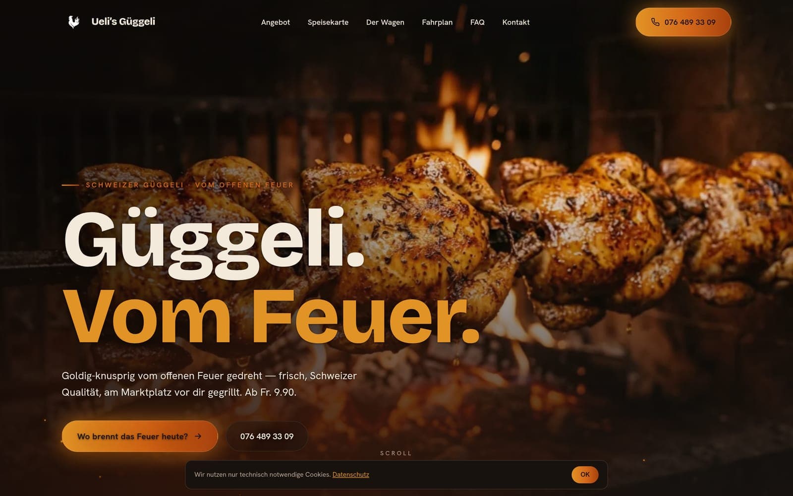 Kundenwebseite Uelis Güggeli — von 99dev gebaut