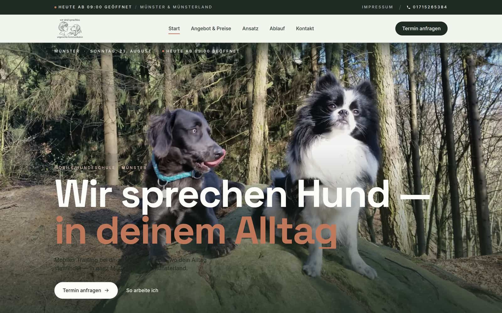 Kundenwebseite Hundeschule Sprachlos — von 99dev gebaut