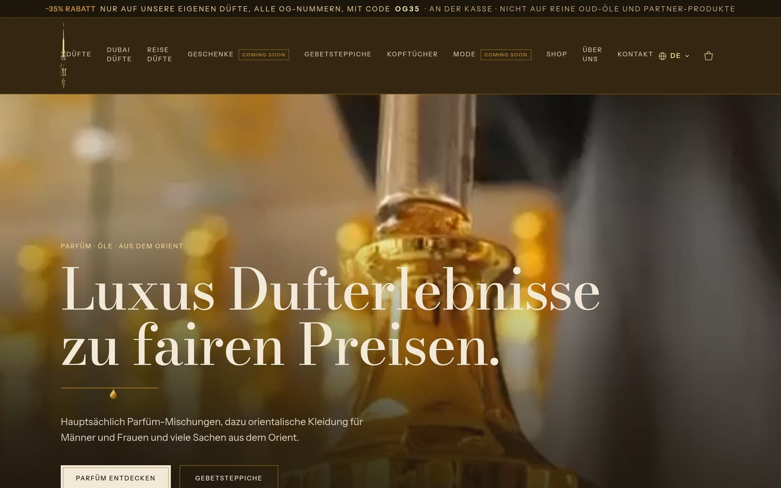 Kundenwebseite OrientGlanz — von 99dev gebaut